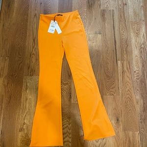 Zara orange flare stretch pants
